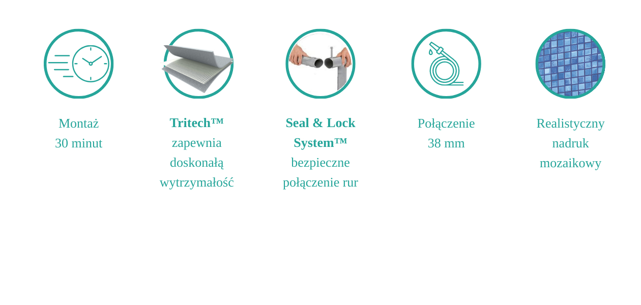 infografika z zaletami produktu Basen z filtrem piaskowym, drabinką i pokrywą Bestway 56475